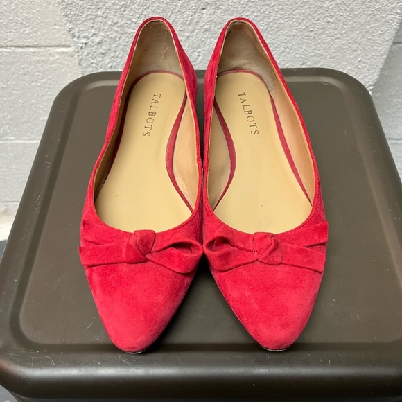 Talbots Shoes - Talbots Red Flats with Bow Detail. Size 6.5